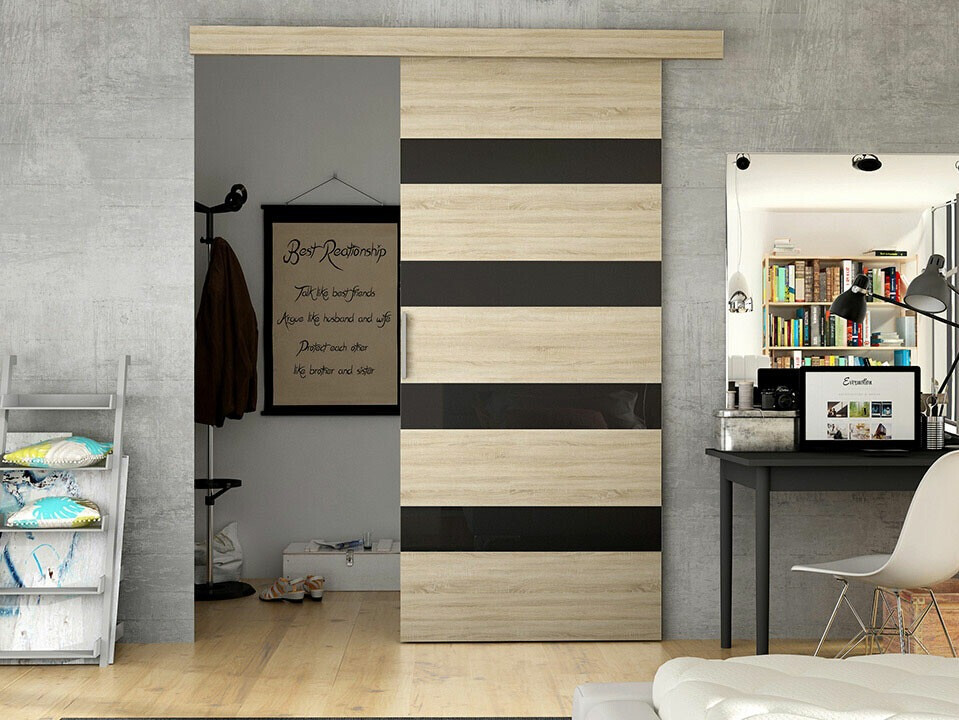 Klizna vrata Closico 173 (Sonoma hrast + Crno)