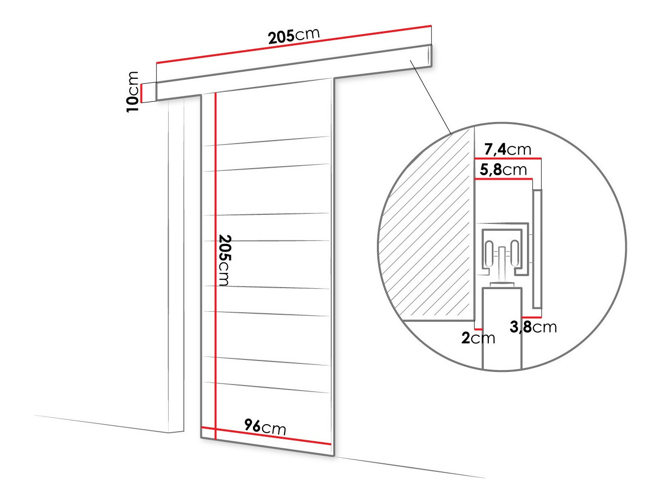 Klizna vrata Closico 174 (Crno + Belo)