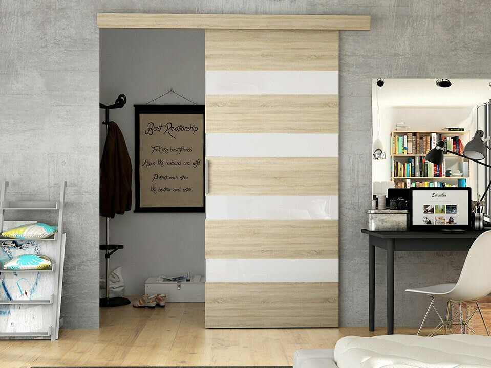 Klizna vrata Closico 174 (Sonoma hrast + Belo)