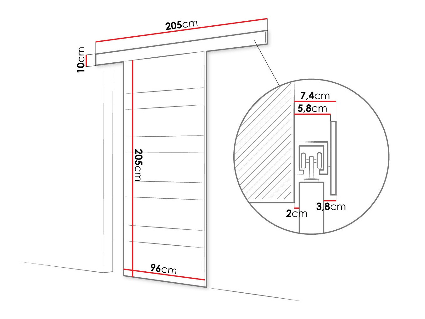 Klizna vrata Closico 174 (Sonoma hrast + Belo)