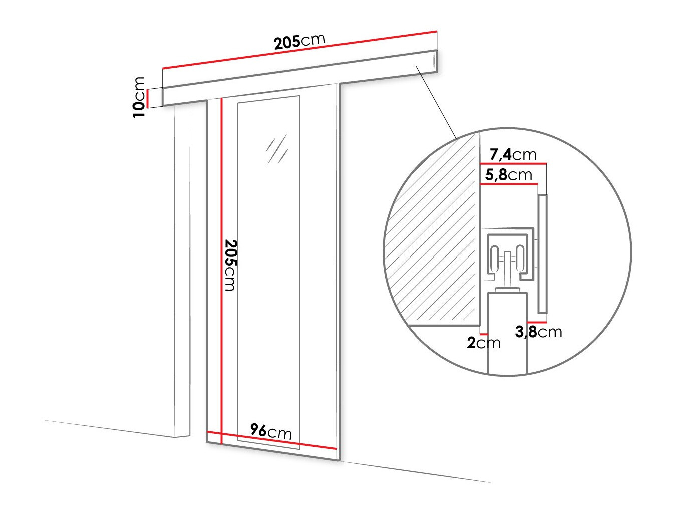 Klizna vrata Closico 175 (Crno)