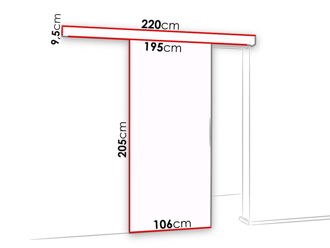 Klizna vrata Dover 126 (Sonoma hrast + Crno)
