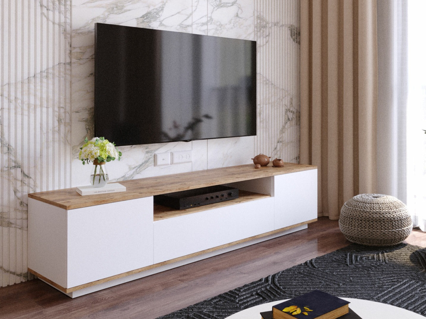 TV komoda Kailua 105 (Belo + Bor)