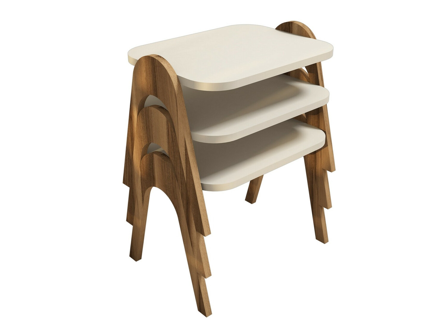 Set pomoćnih stočića Kailua 1621 (Orah + Krem)