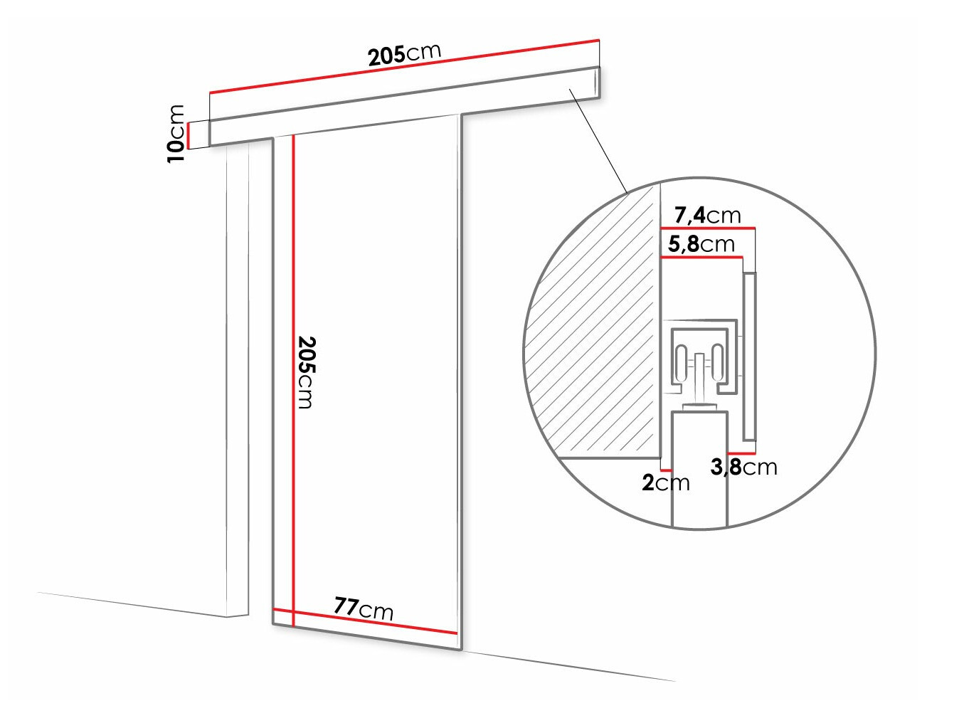 Klizna vrata Closico 179 (Sonoma hrast + Crno)