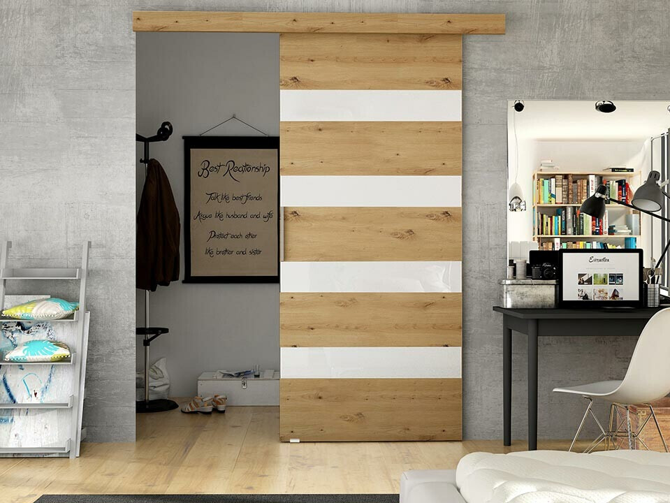 Klizna vrata Closico 179 (Zanatski hrast + Belo)