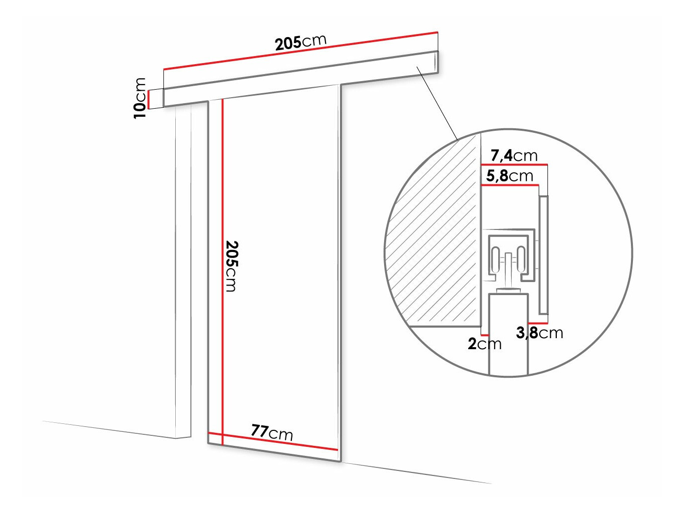 Klizna vrata Closico 180 (Sonoma hrast)
