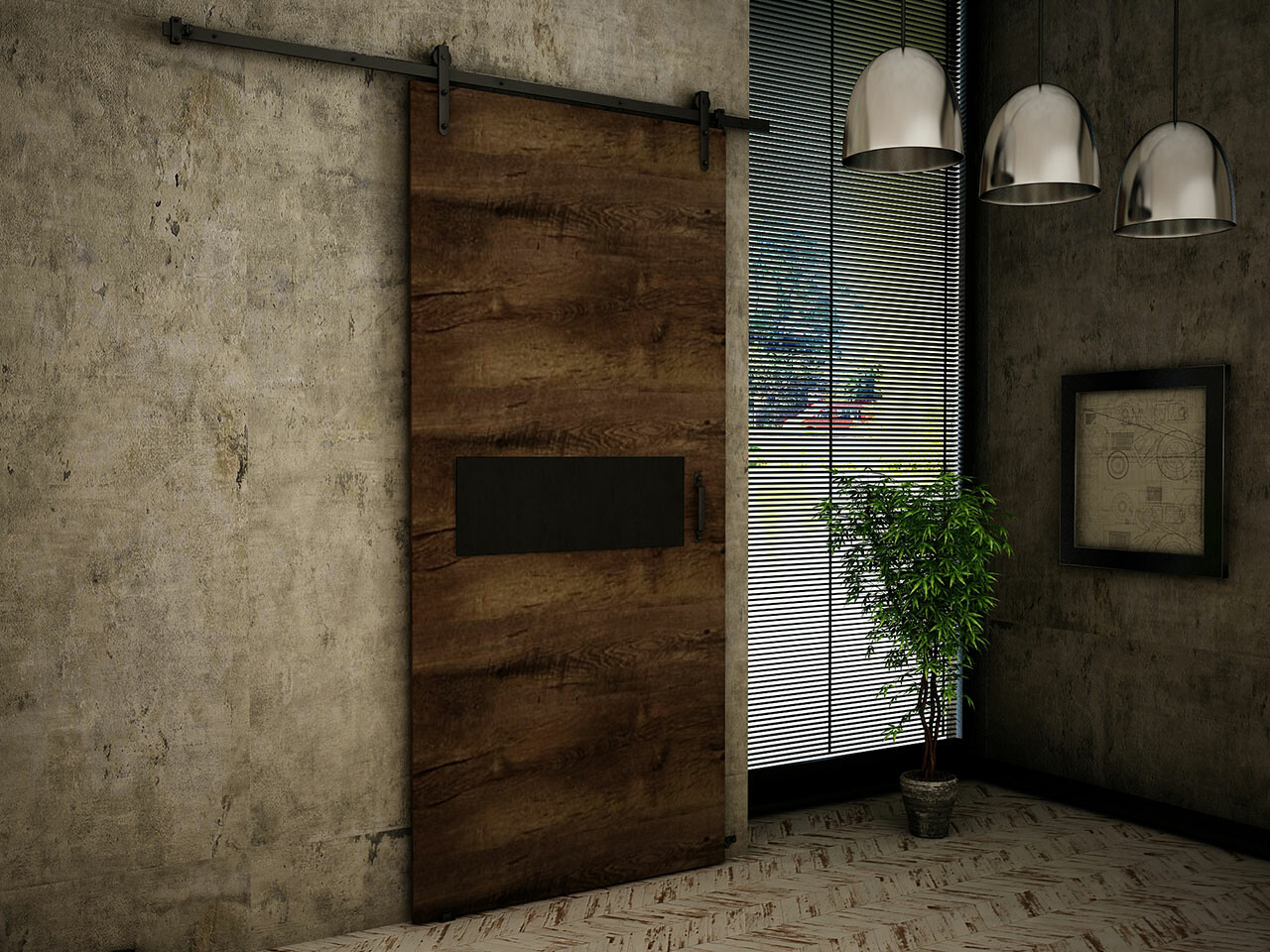 Klizna vrata Dover 157 (Tamni jasen + Crno)