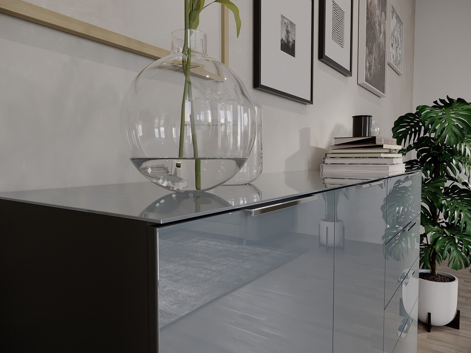 Komoda Sacramento 299 (Graphite + Sjaj siva)