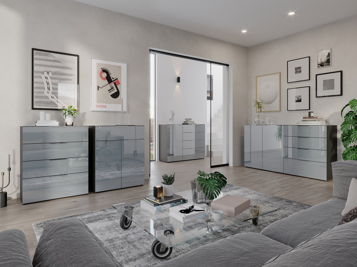 Komoda Sacramento 299 (Graphite + Sjaj siva)