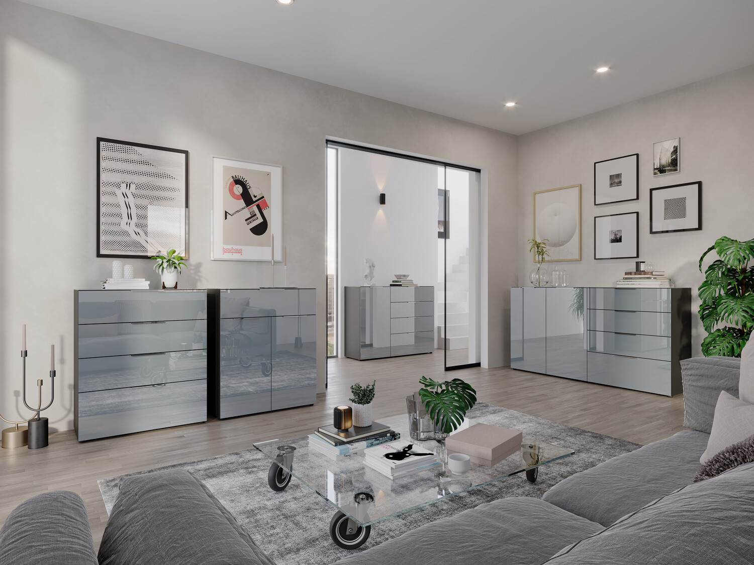 Komoda Sacramento 300 (Graphite + Sjaj siva)