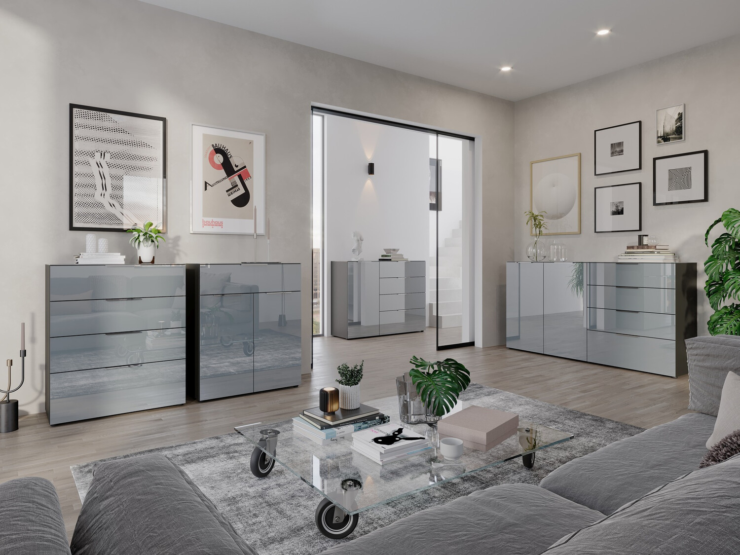 Komoda Sacramento 302 (Graphite + Sjaj siva)