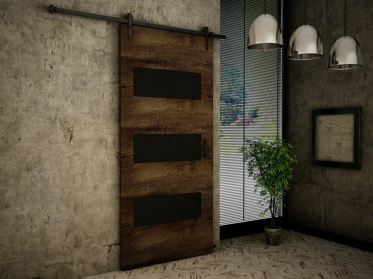 Klizna vrata Dover 161 (Tamni jasen + Crno)