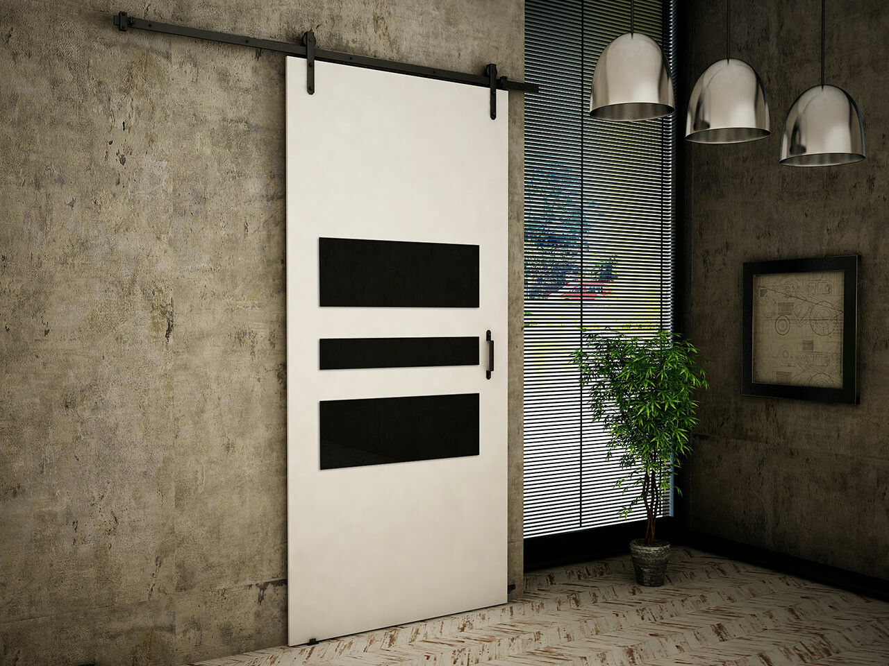 Klizna vrata Dover 164 (Belo + Crno)