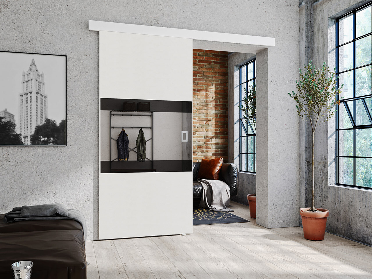 Klizna vrata Dover 175 (Belo + Crno)