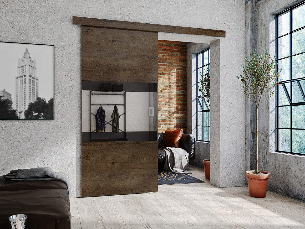 Klizna vrata Dover 175 (Tamni jasen + Crno)