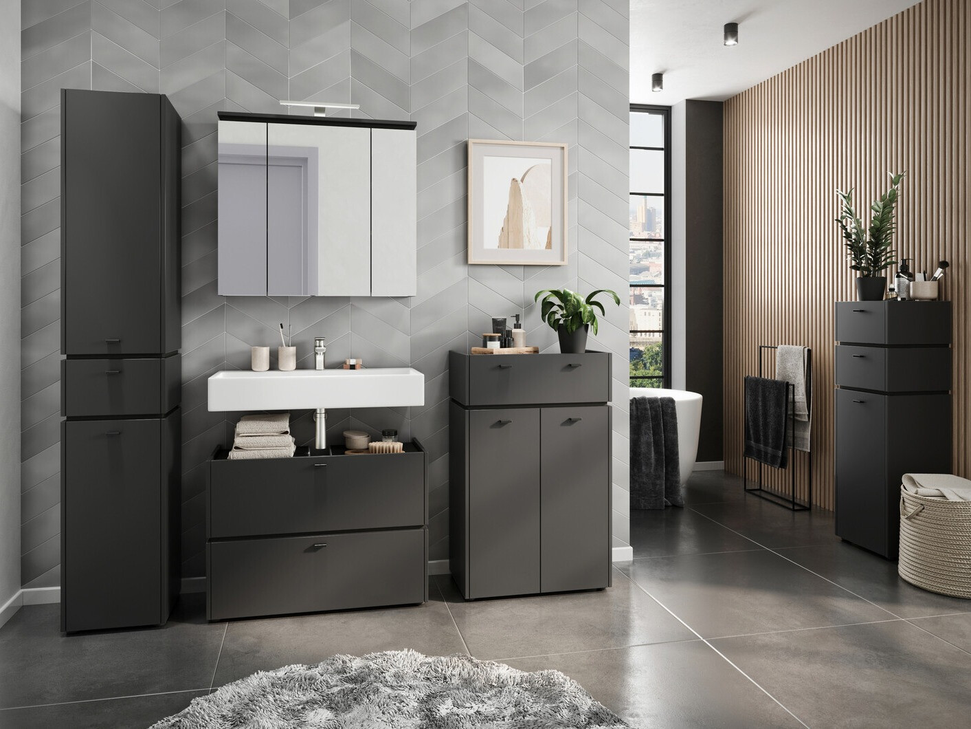 Samostojeći kupatilski ormarić Larsalu 103 (Grafit)