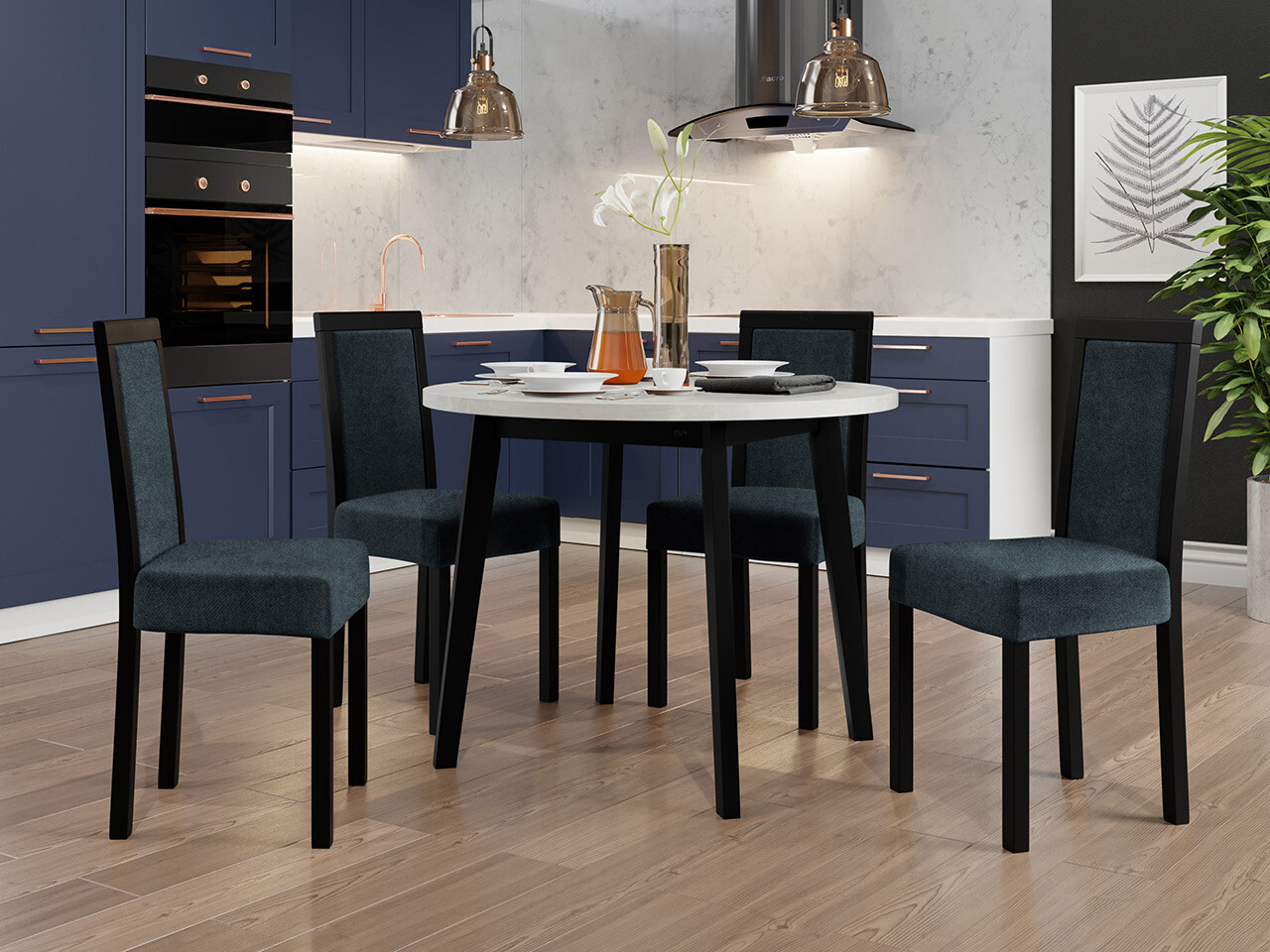 Trpezarijski set Victorville 304 (Crno)