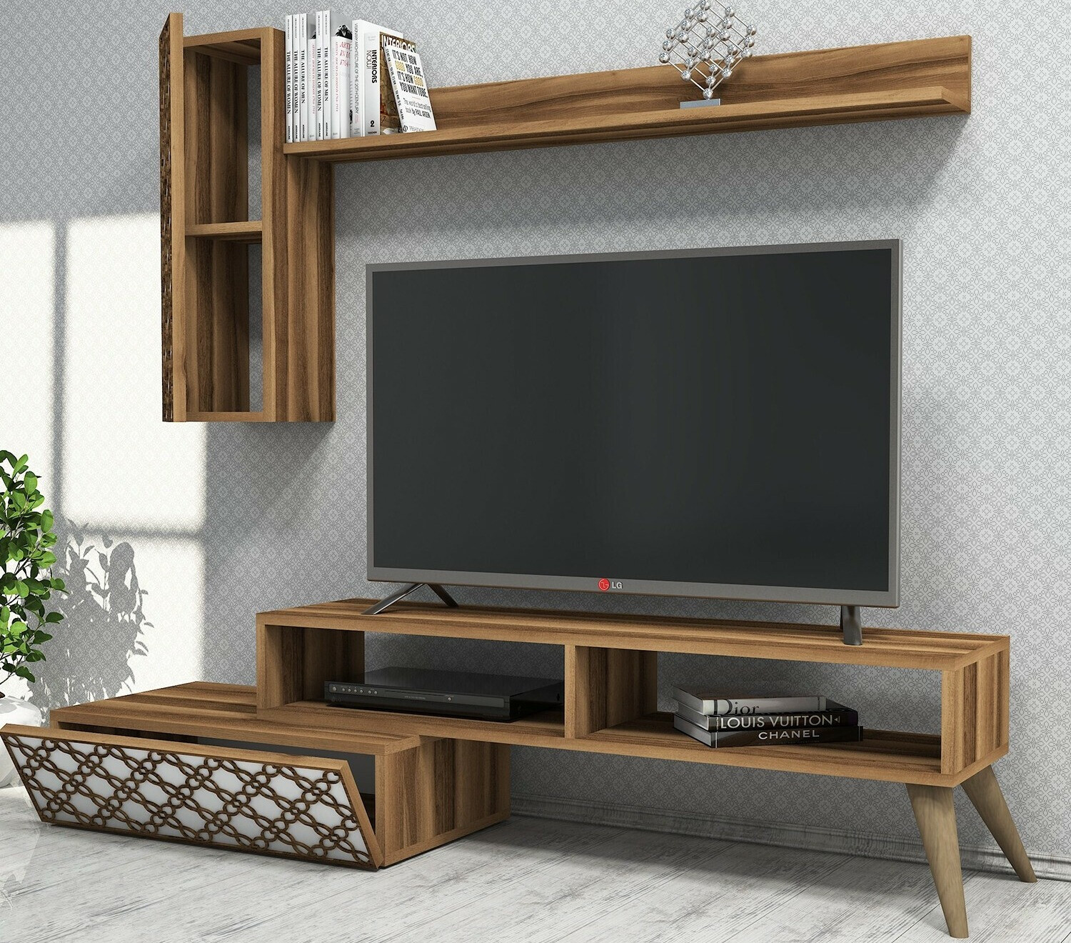 Set za dnevnu sobu Kailua 1561 (Orah + Belo)
