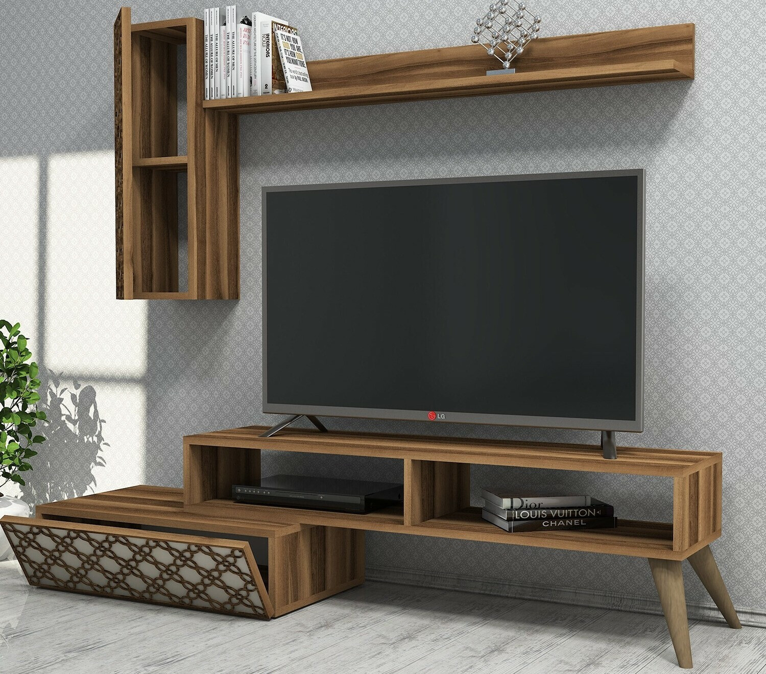 Set za dnevnu sobu Kailua 1561 (Orah + Krem)