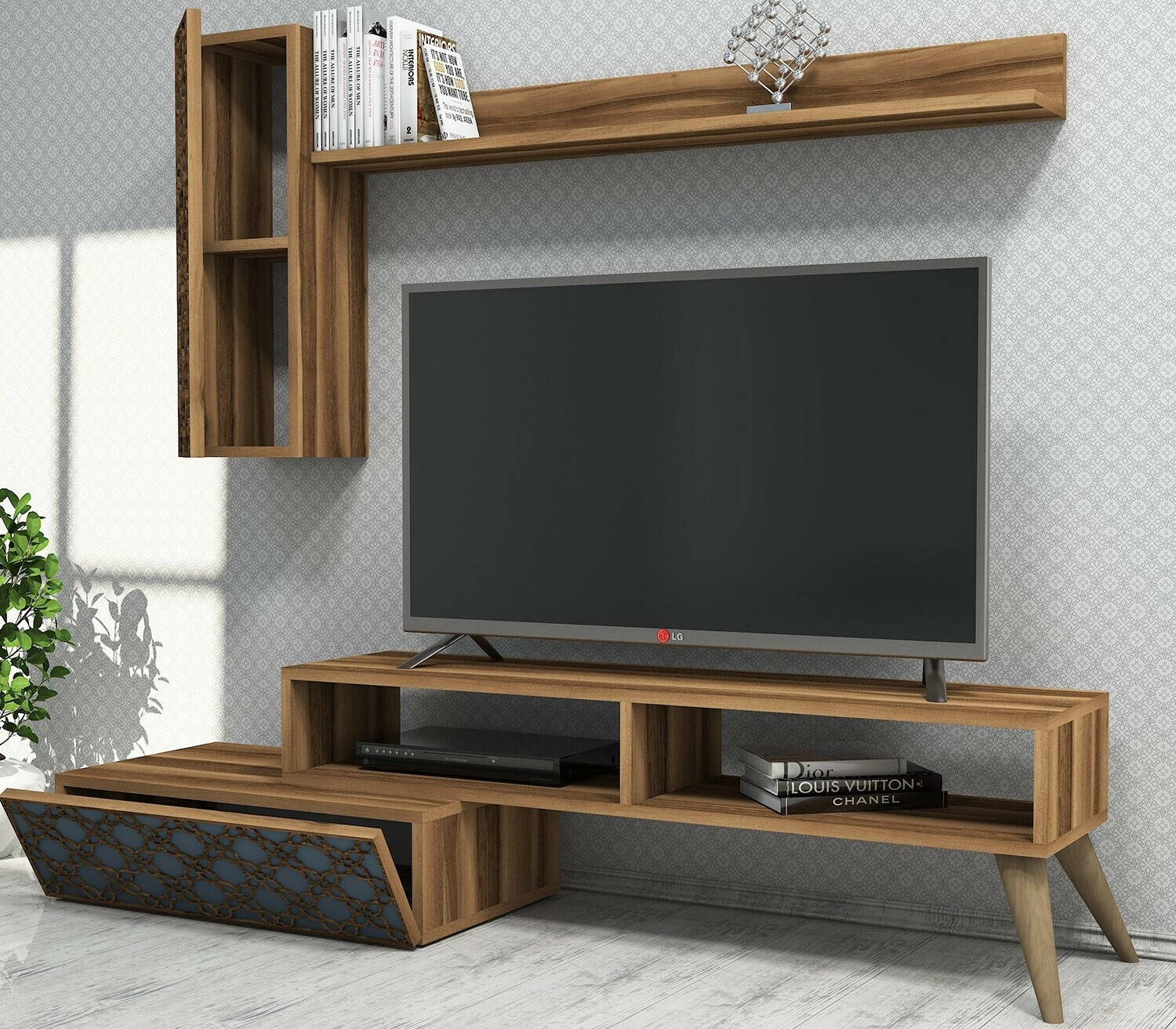 Set za dnevnu sobu Kailua 1561 (Orah + Plava)
