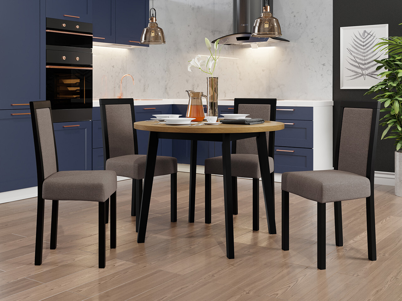 Trpezarijski set Victorville 306 (Crno)