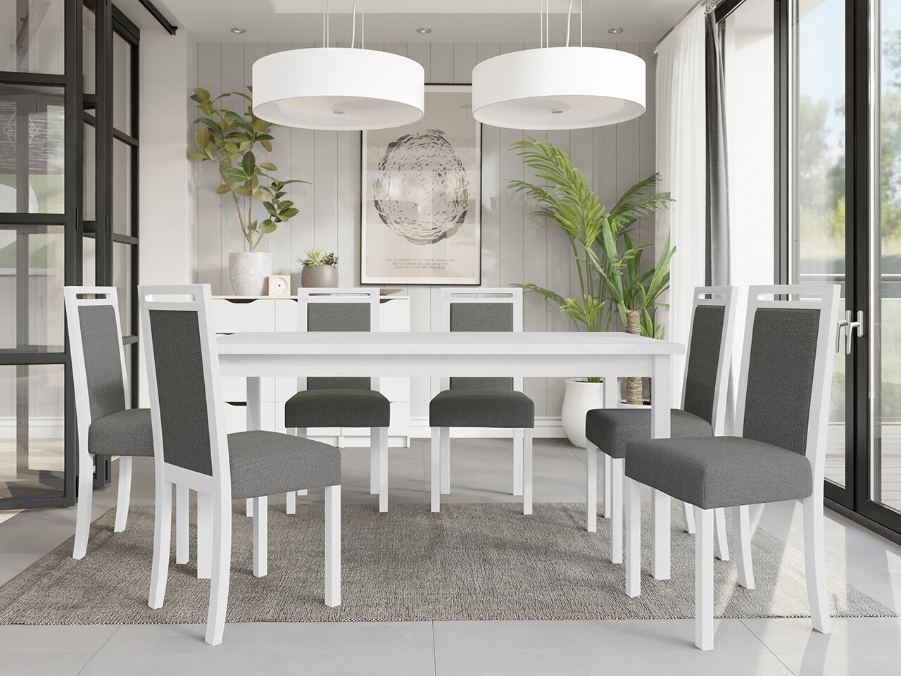 Trpezarijski set Victorville 308 (Belo)