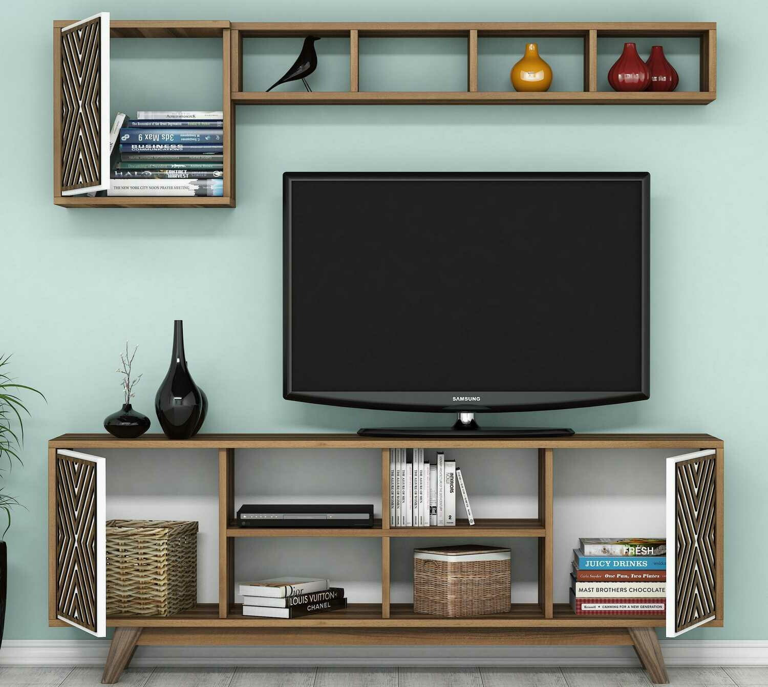 Set za dnevnu sobu Kailua 1571 (Orah + Belo)