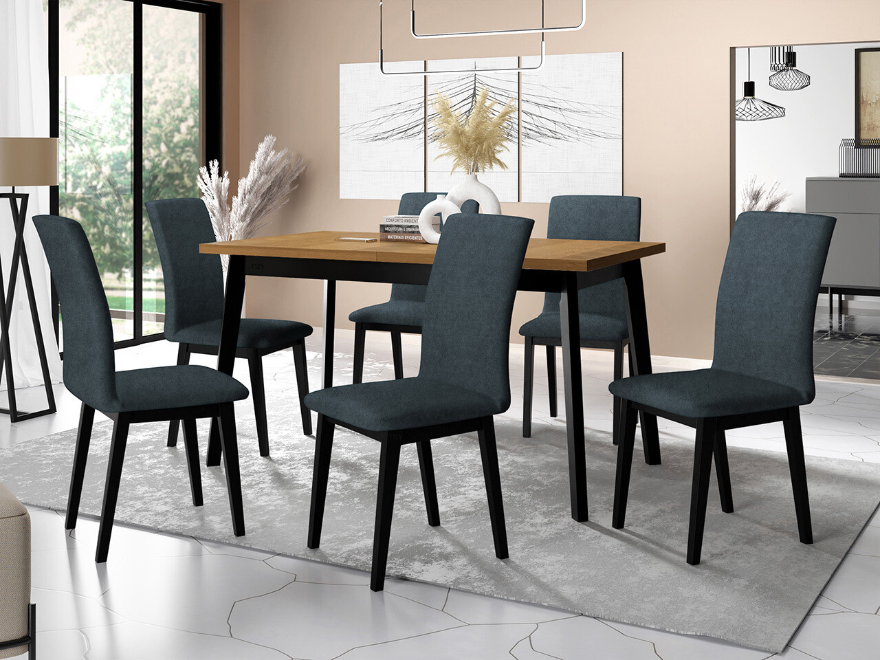 Trpezarijski set Victorville 322 (Crno)