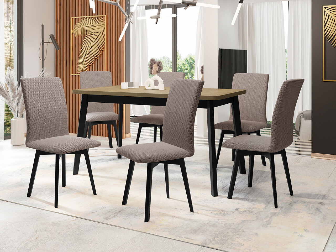 Trpezarijski set Victorville 325 (Crno)