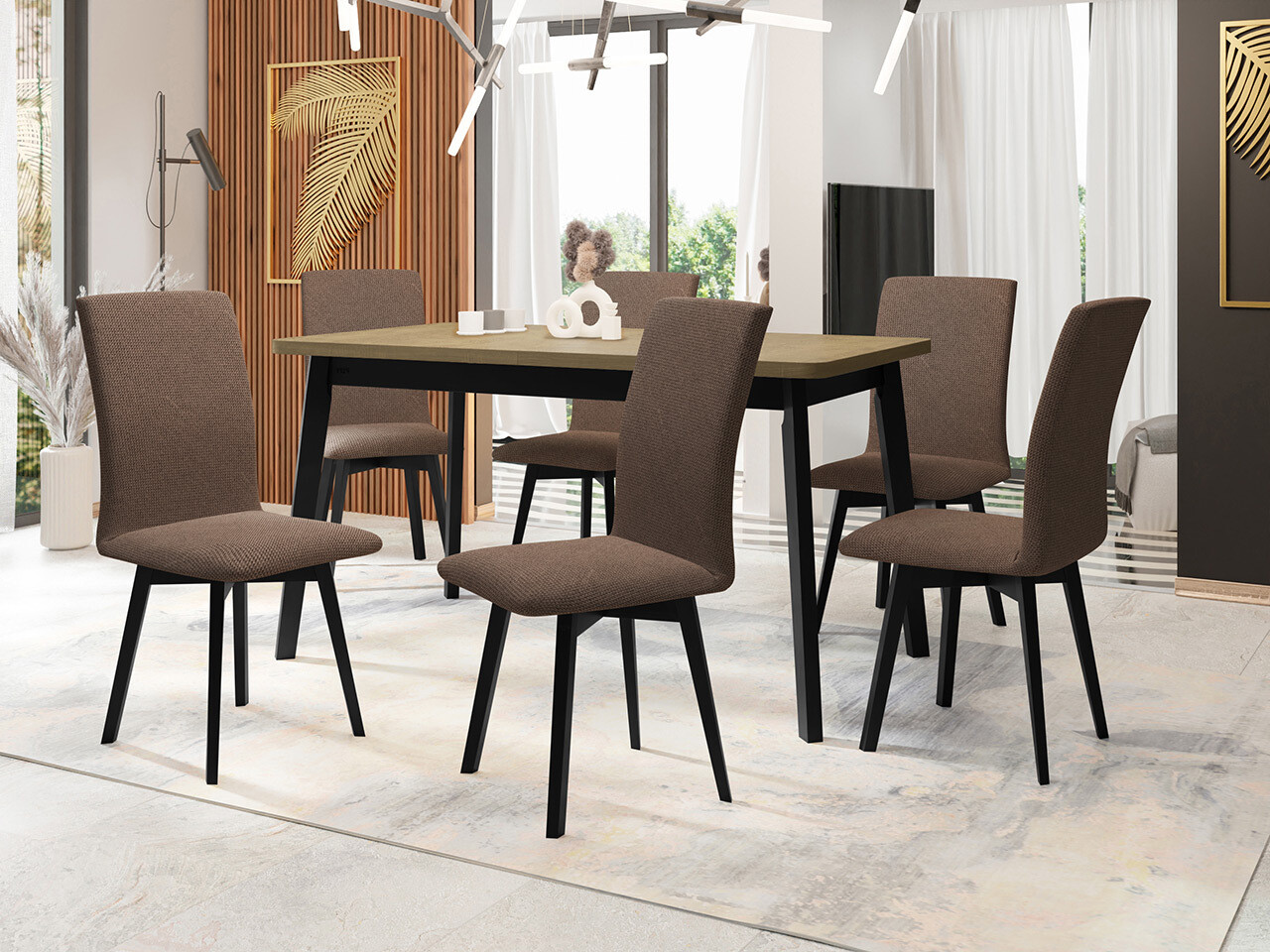 Trpezarijski set Victorville 325 (Crno)