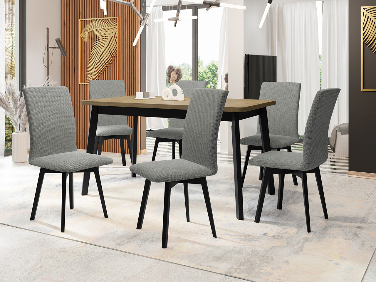 Trpezarijski set Victorville 325 (Crno)