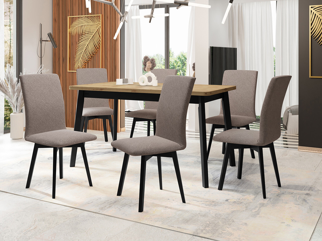 Trpezarijski set Victorville 326 (Crno)