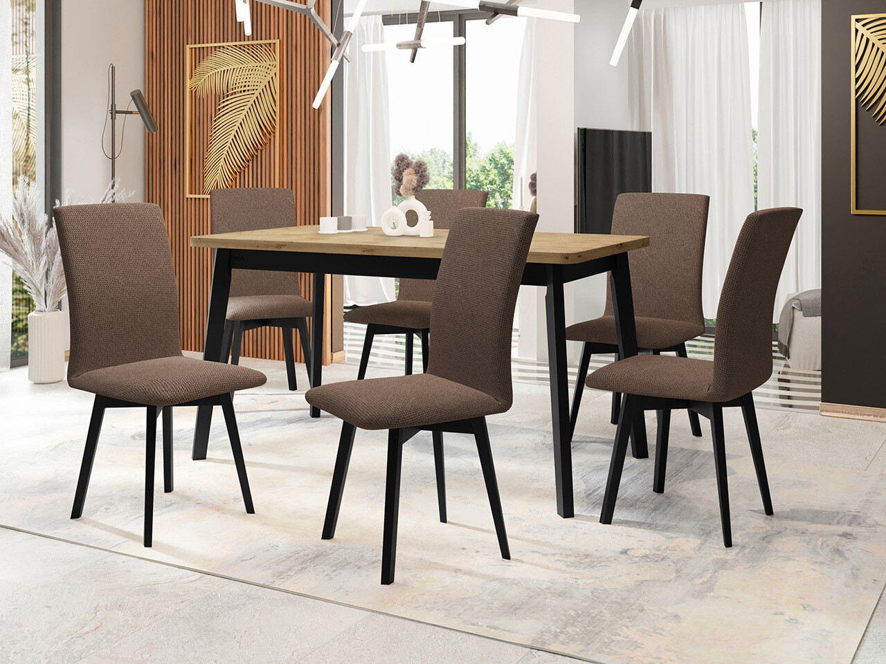 Trpezarijski set Victorville 326 (Crno)