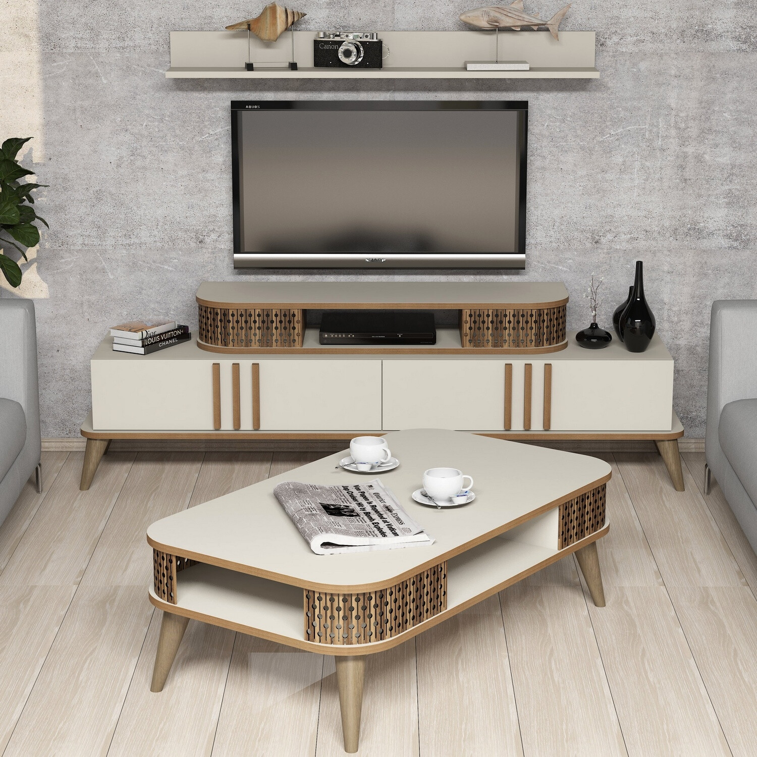 Set za dnevnu sobu Kailua 385 (Krem)