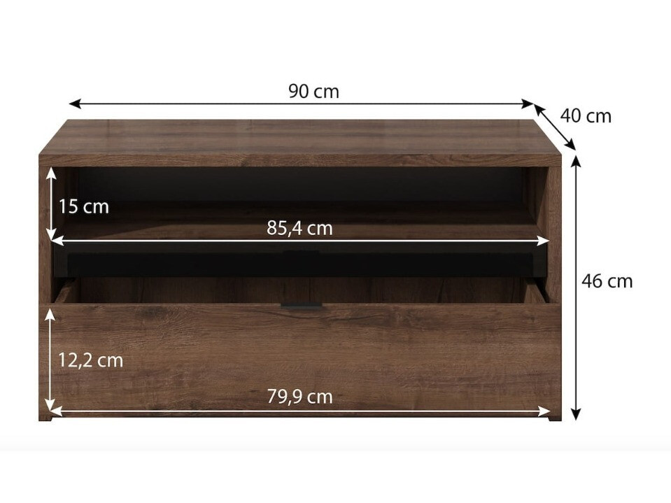 TV sto Providence 122 (Manastirski hrast + Crna visoki sjaj)