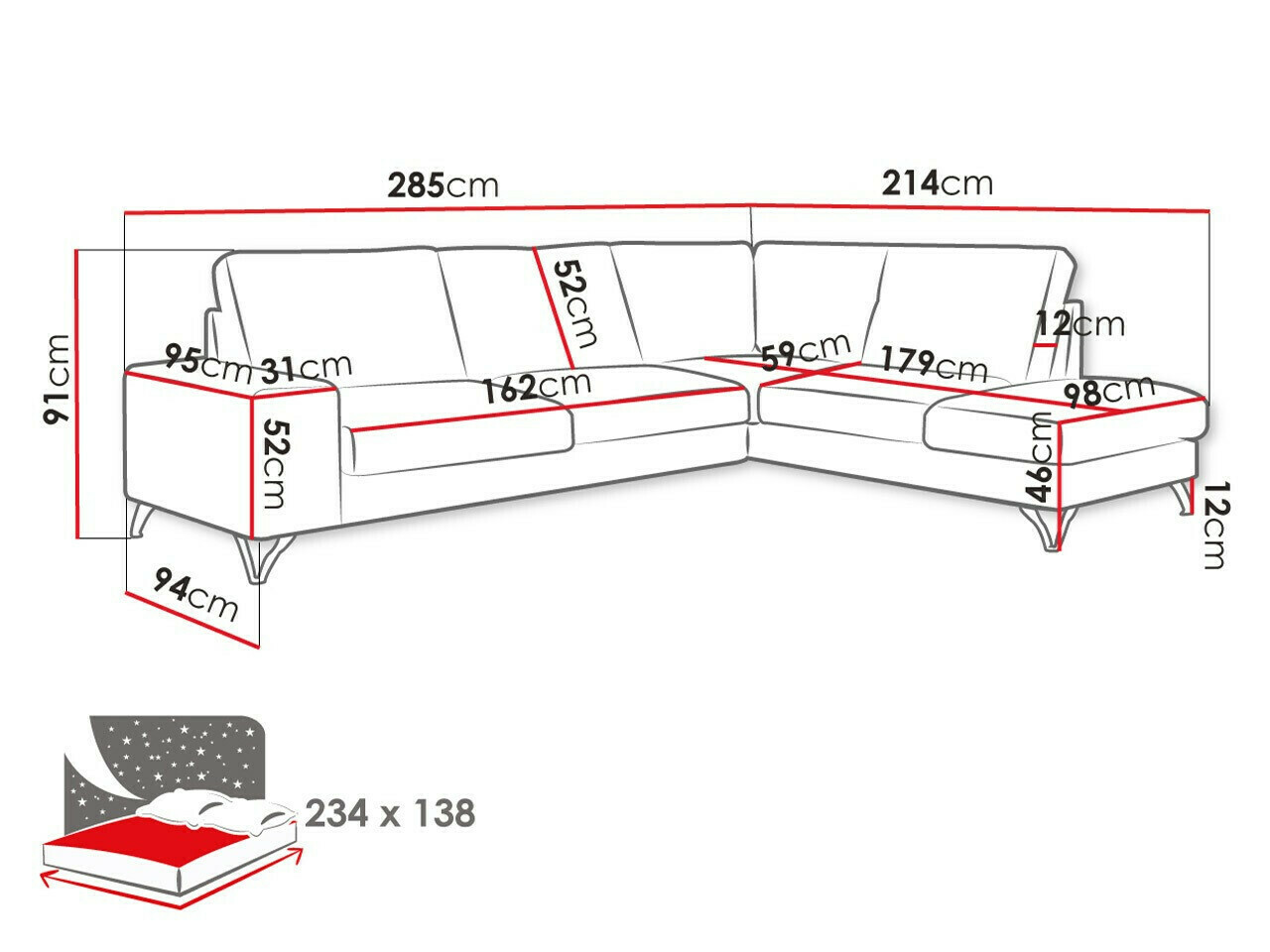 Ugaona sofa ComfiDream 112 (Vogue 16)