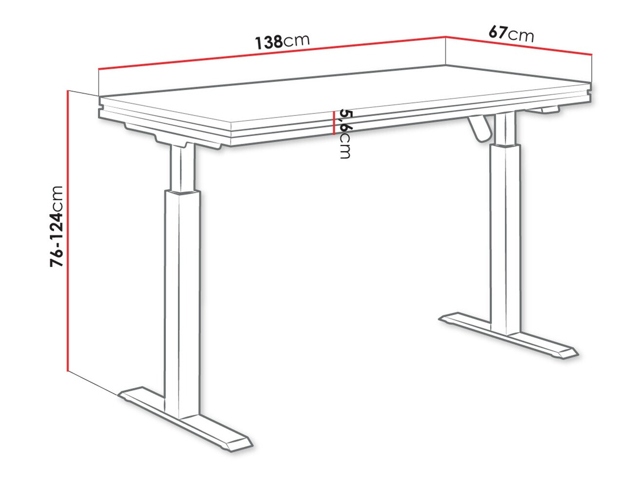 Sto sa podesivom visinom Tucson 170 (Artisan hrast + Mat crna)