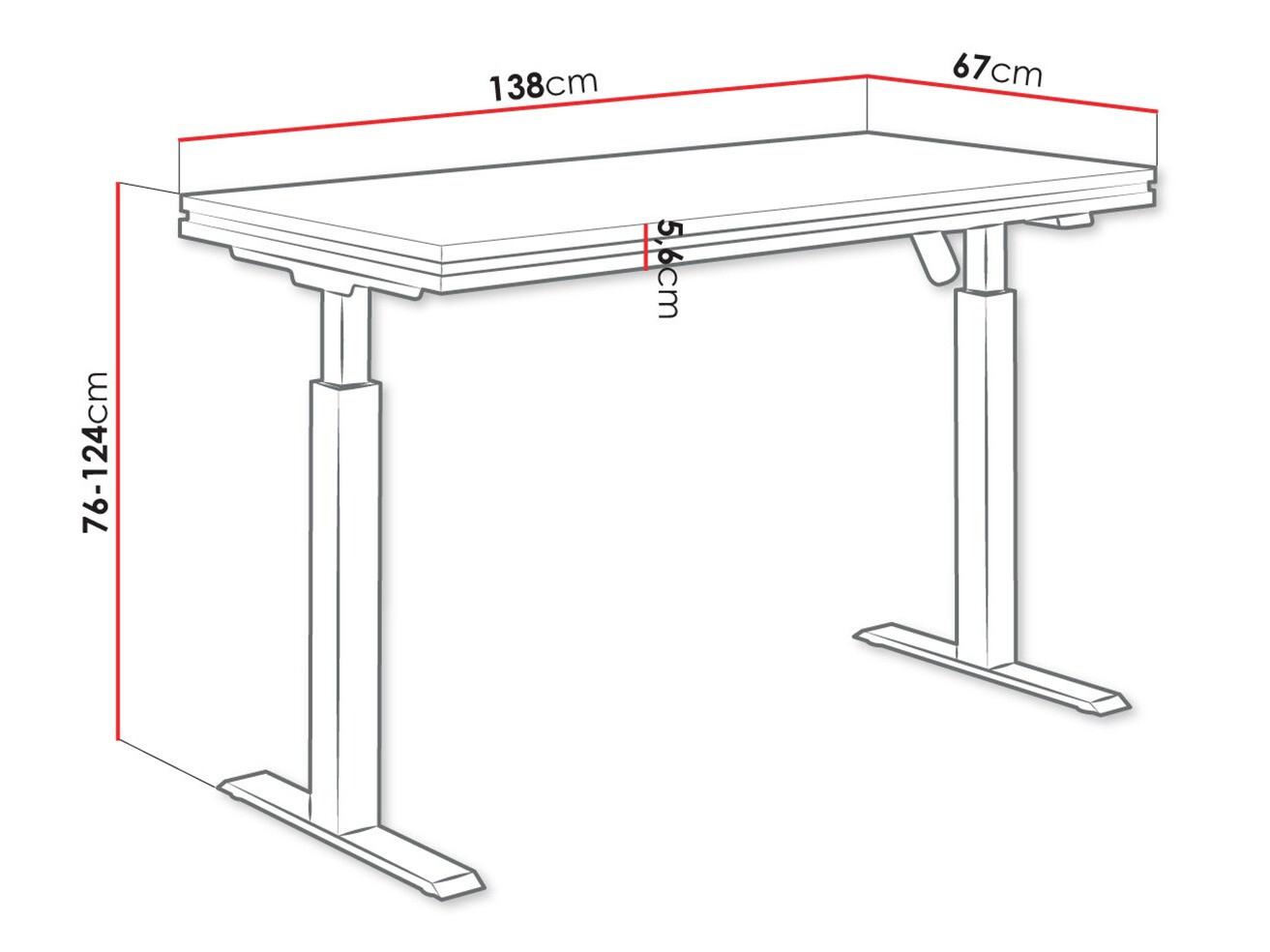 Sto sa podesivom visinom Tucson 170 (Svetloosiva + Mat crna)