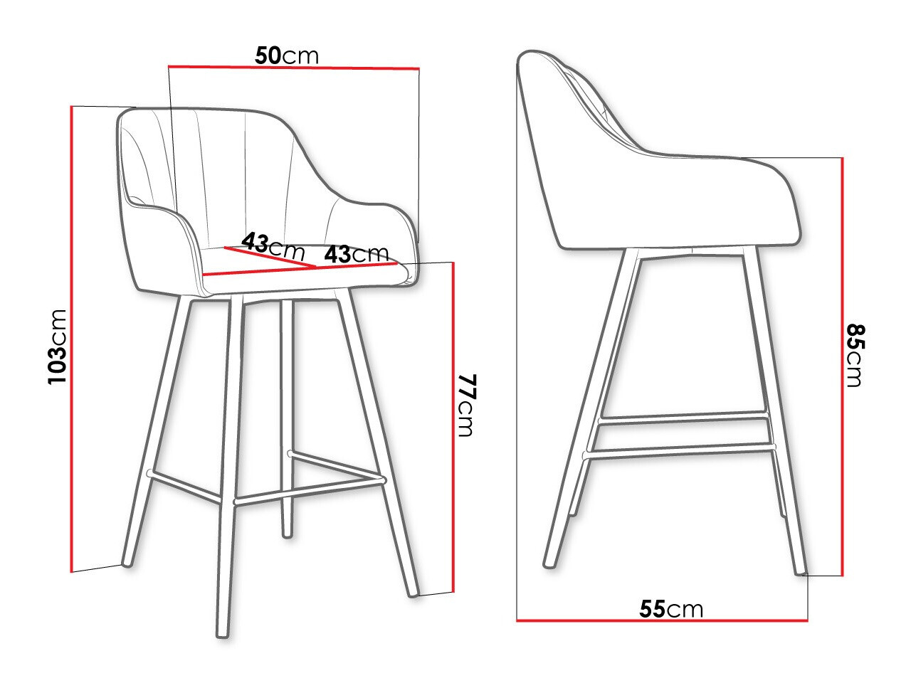 Barska stolica Jackson 102 (Crno + Magic Velvet 2216)