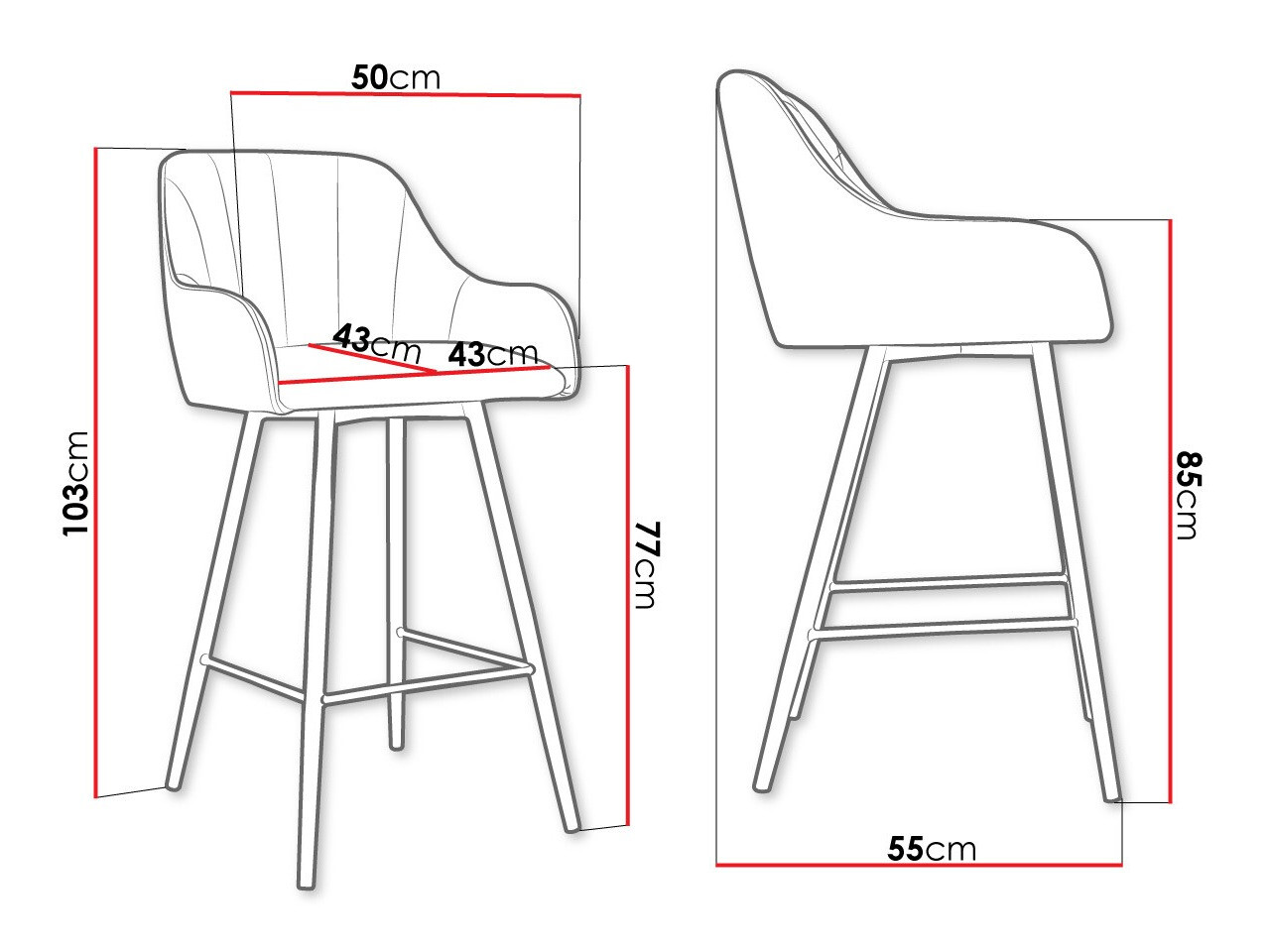 Barska stolica Jackson 102 (Crno + Magic Velvet 2225)