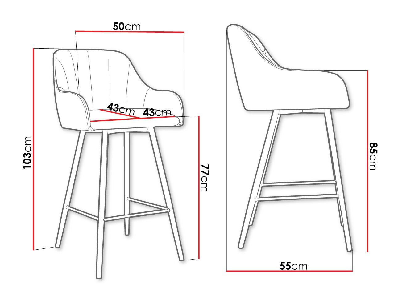 Barska stolica Jackson 102 (Crno + Magic Velvet 2258)
