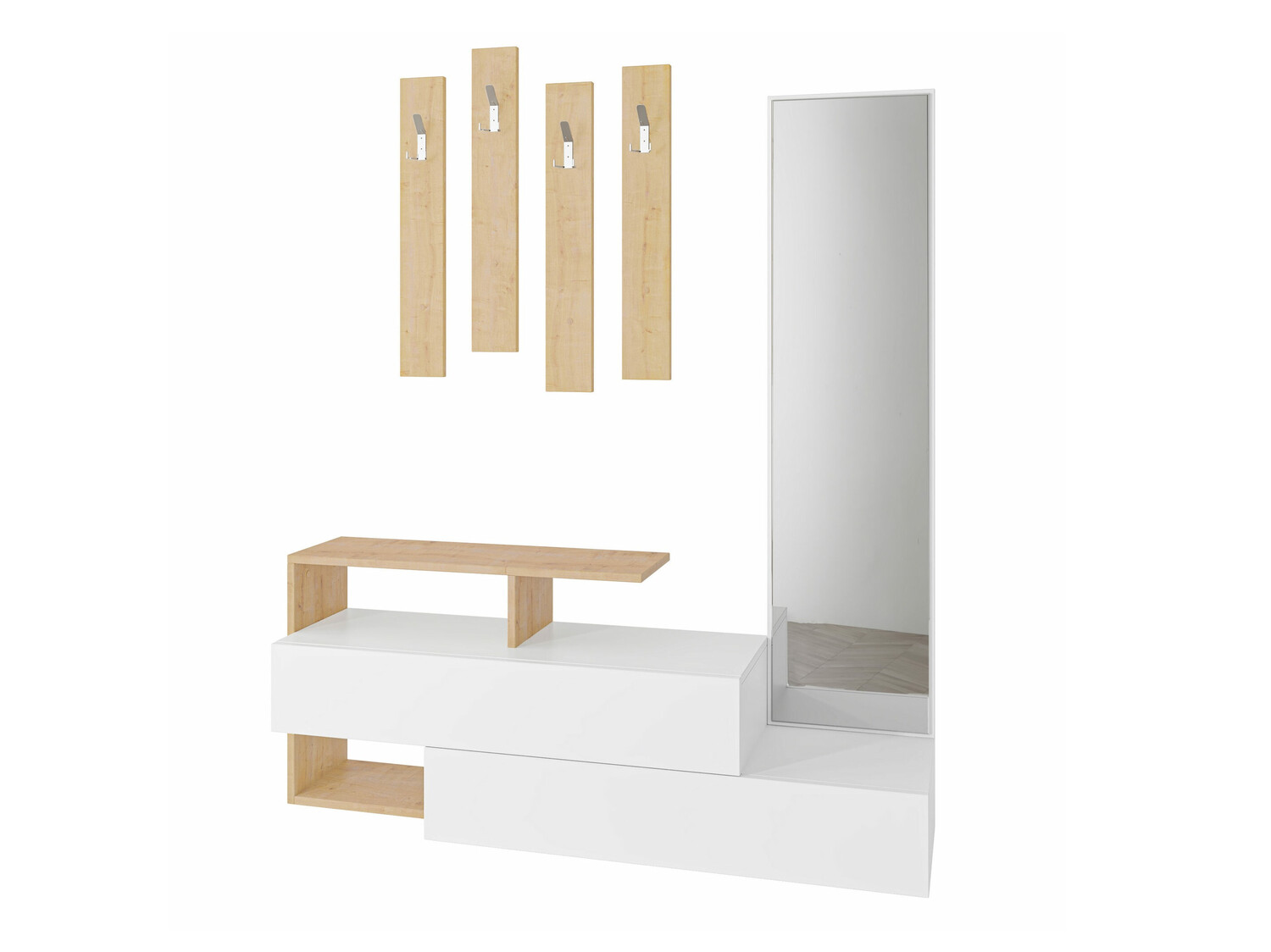Set za hodnik Kailua 502 (Belo + Hrast)