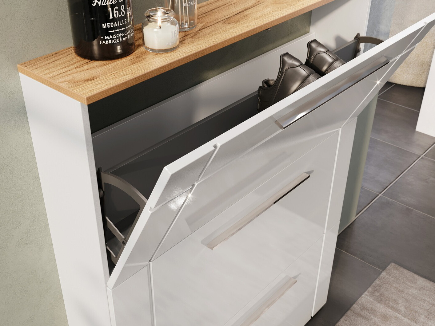 Cipelarnik Sacramento 404 (Sjajno belo + Navarra hrast)