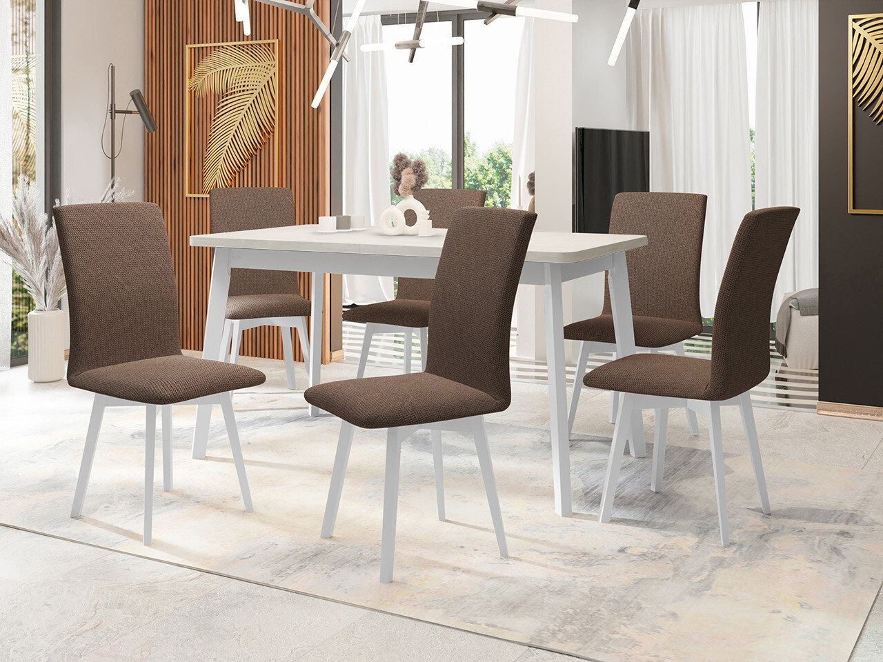 Trpezarijski set Victorville 335 (Belo)