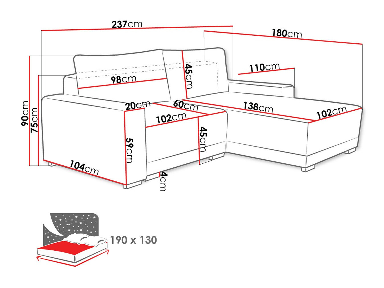Ugaona sofa Columbus 204 (Tilia 01)