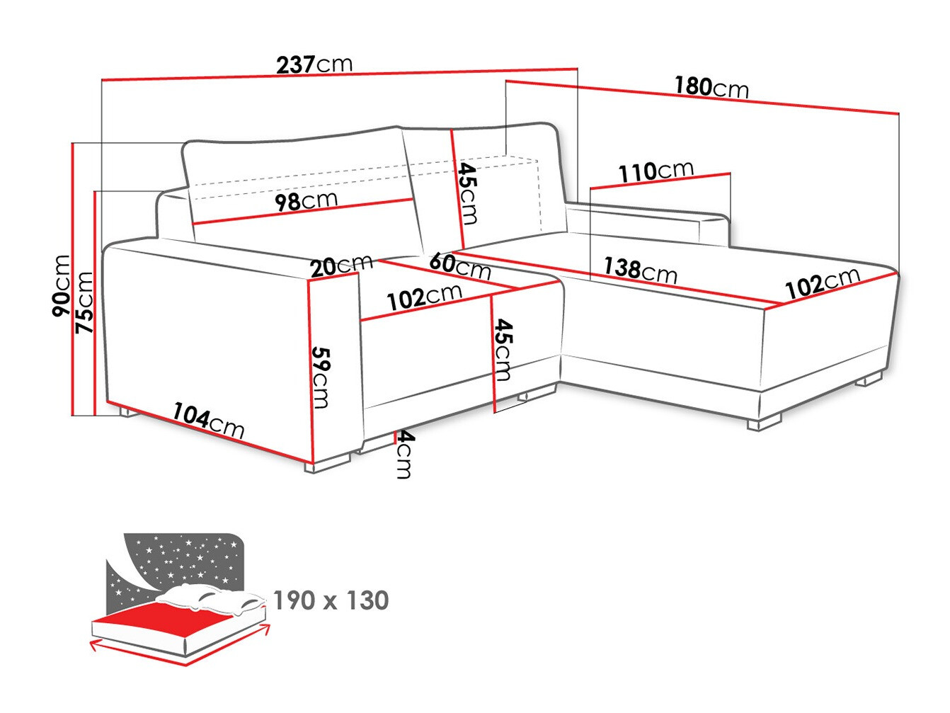 Ugaona sofa Columbus 204 (Tilia 17)