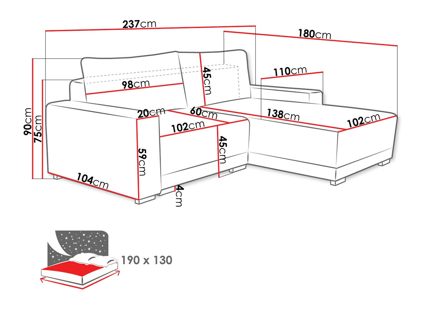 Ugaona sofa Columbus 204 (Tilia 86)