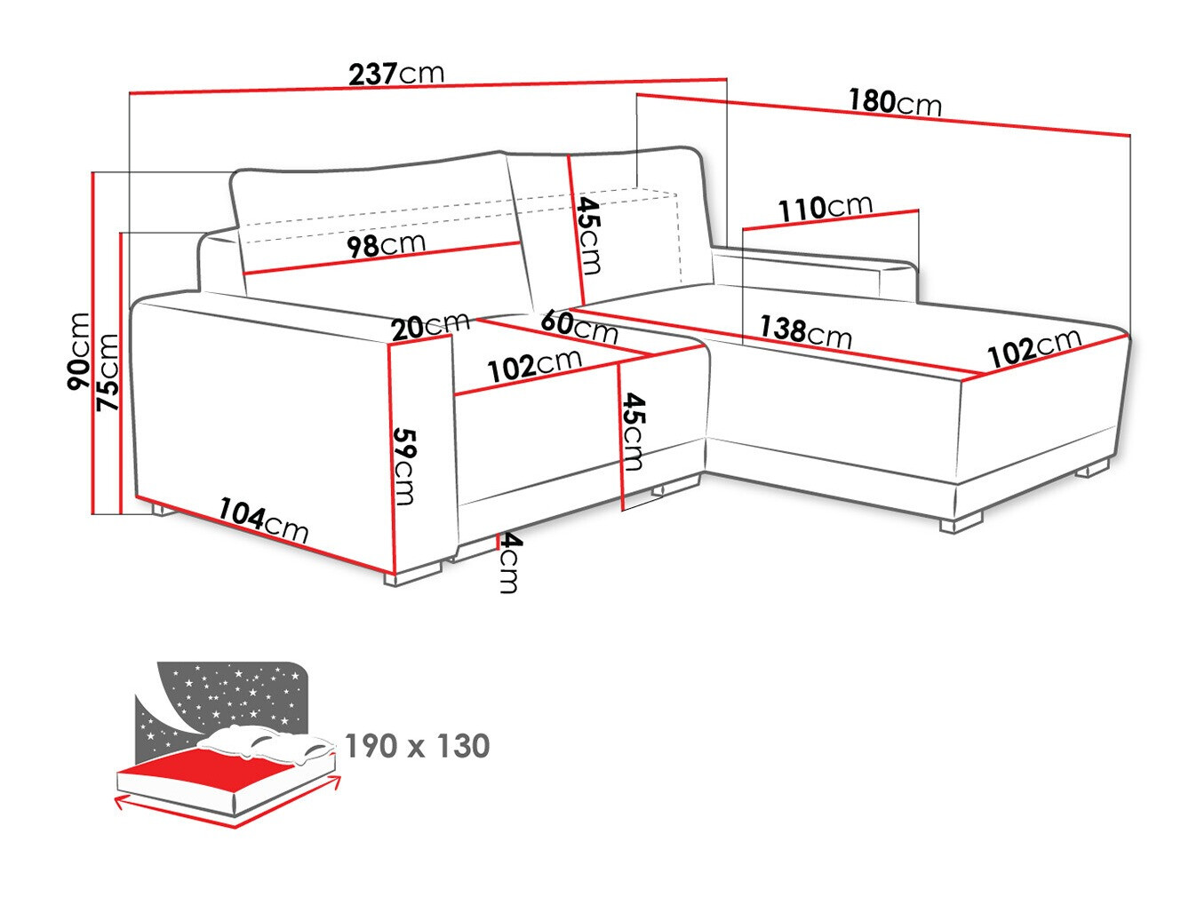 Ugaona sofa Columbus 204 (Tilia 90)