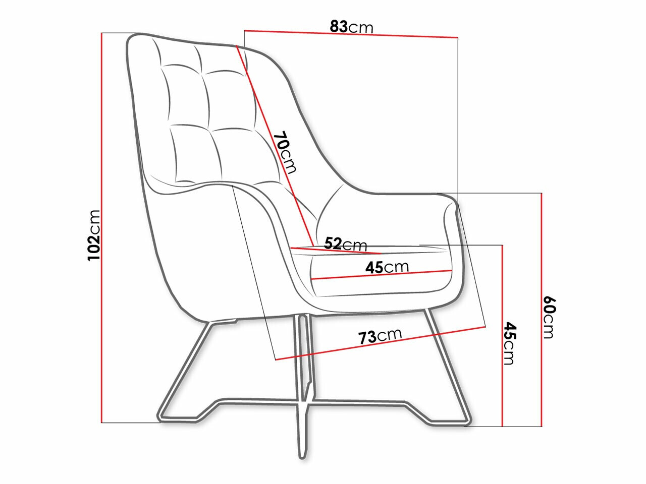 Fotelja Kingston 135 (Velluto 25)